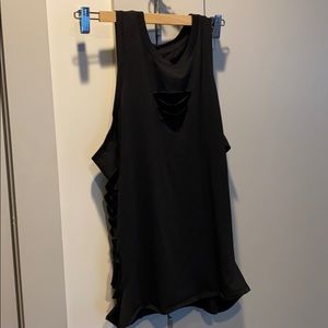 Alo black ripped muscle shirt, size small